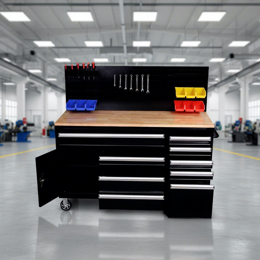 Workshop Tools Center - Multi-Use Durable 9-Drawer Tool Cabinet Casters
