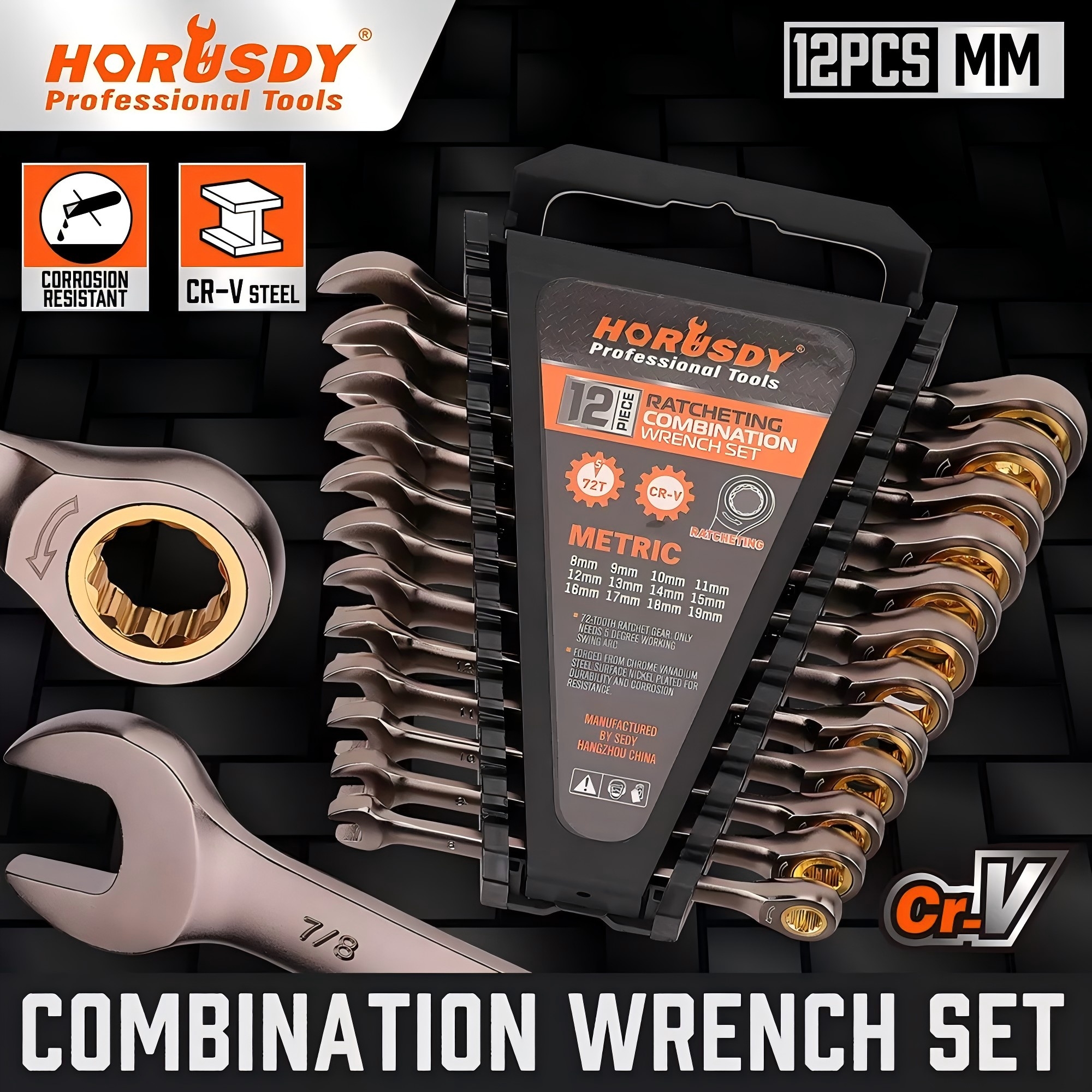 Workshop Tools Sale - HORUSDY 12Pc Ratchet Spanner Set Metric