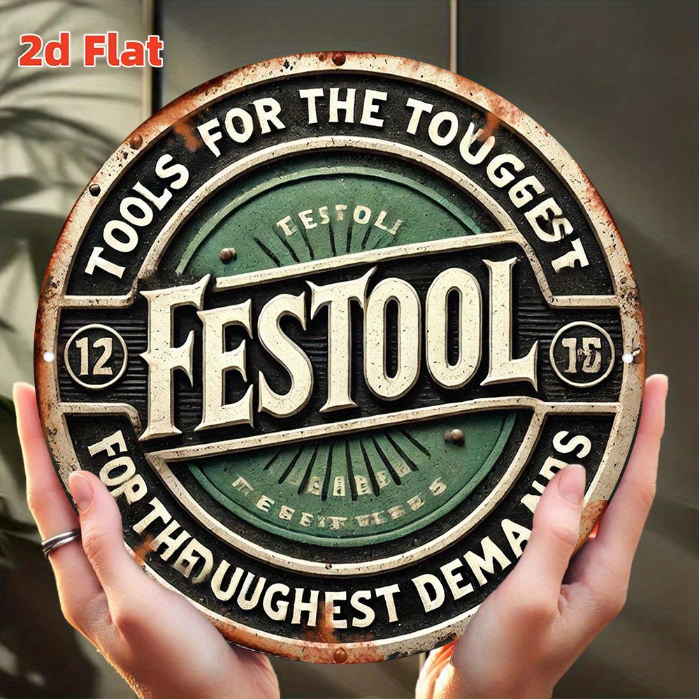 2D Flat Festool Logo Metal Wal - Workshop Tools Logo ulasan dan harga