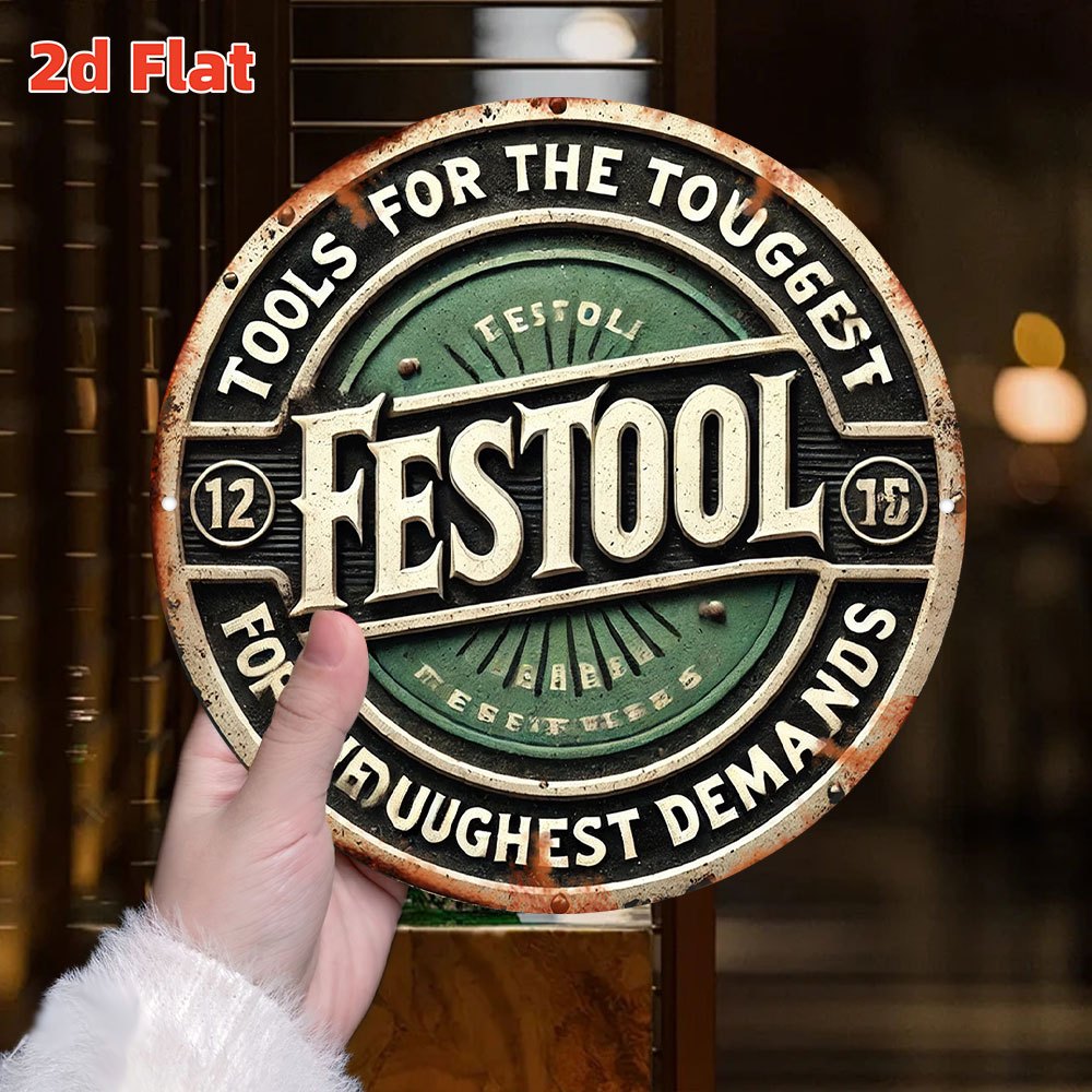2D Flat Festool Logo Metal Wal - Workshop Tools Logo ulasan dan harga