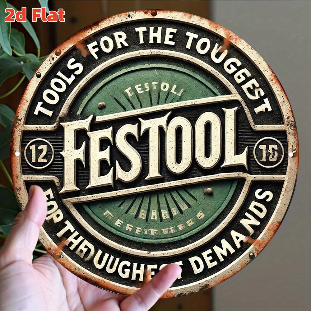 2D Flat Festool Logo Metal Wal - Workshop Tools Logo ulasan dan harga