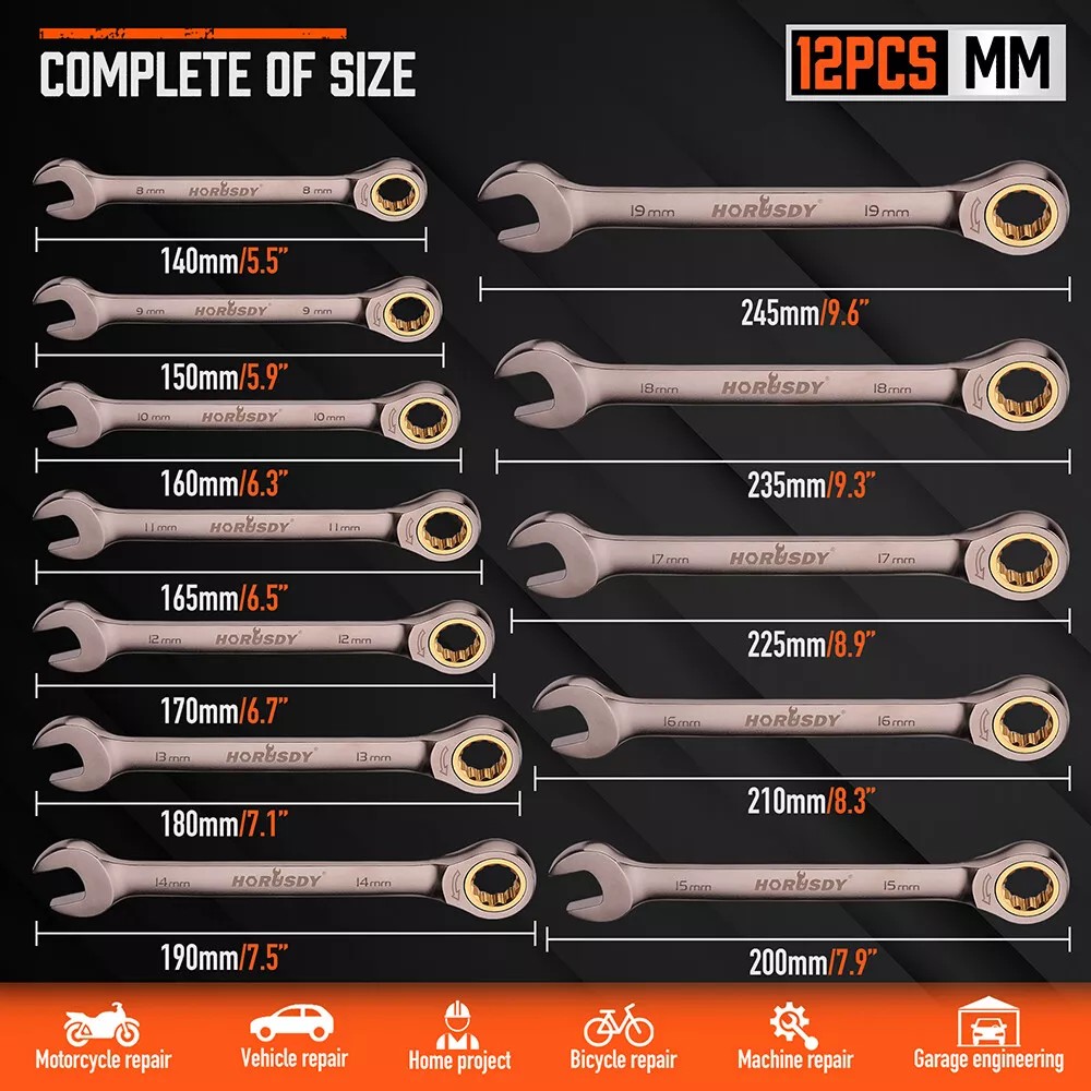 HORUSDY 12Pc Ratchet Spanner S - Workshop Tools Sale ulasan dan harga