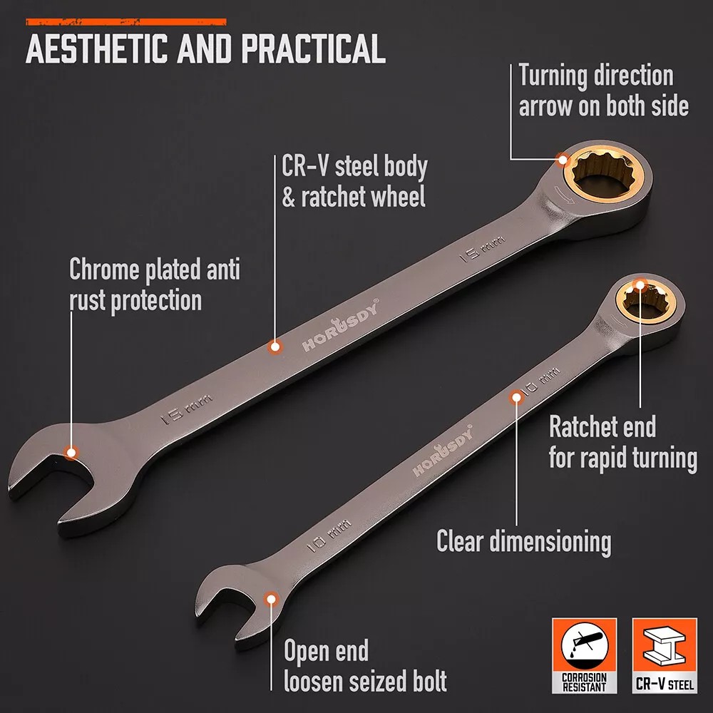 HORUSDY 12Pc Ratchet Spanner S - Workshop Tools Sale ulasan dan harga