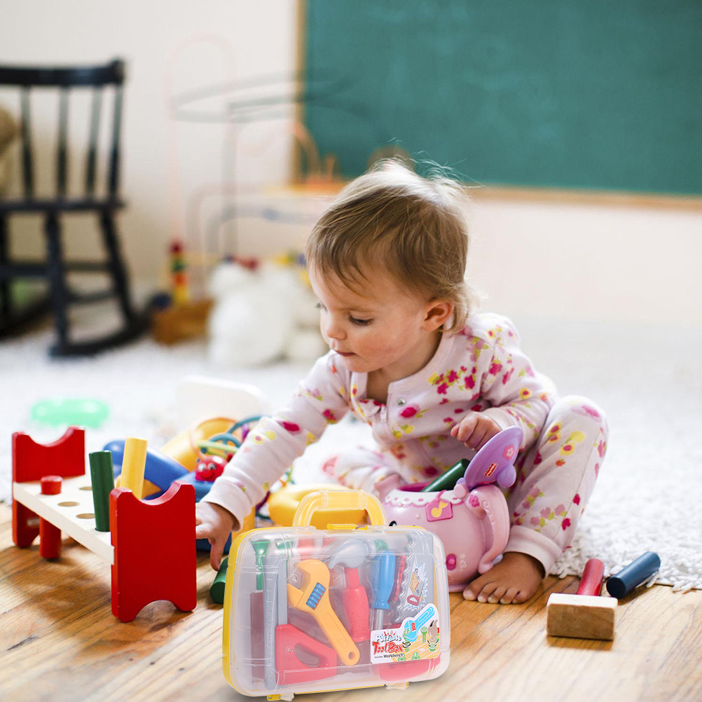 1Set Plastic Toolbox Kid Tool  - Tools Workshop For Kids ulasan dan harga