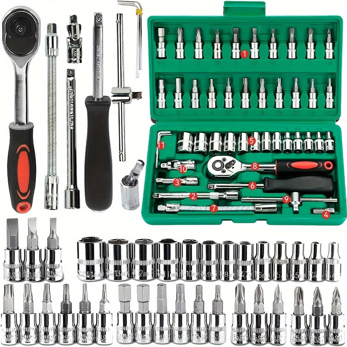 46pc Drive Socket Set 1/4 inch - Workshop Tools Kit ulasan dan harga