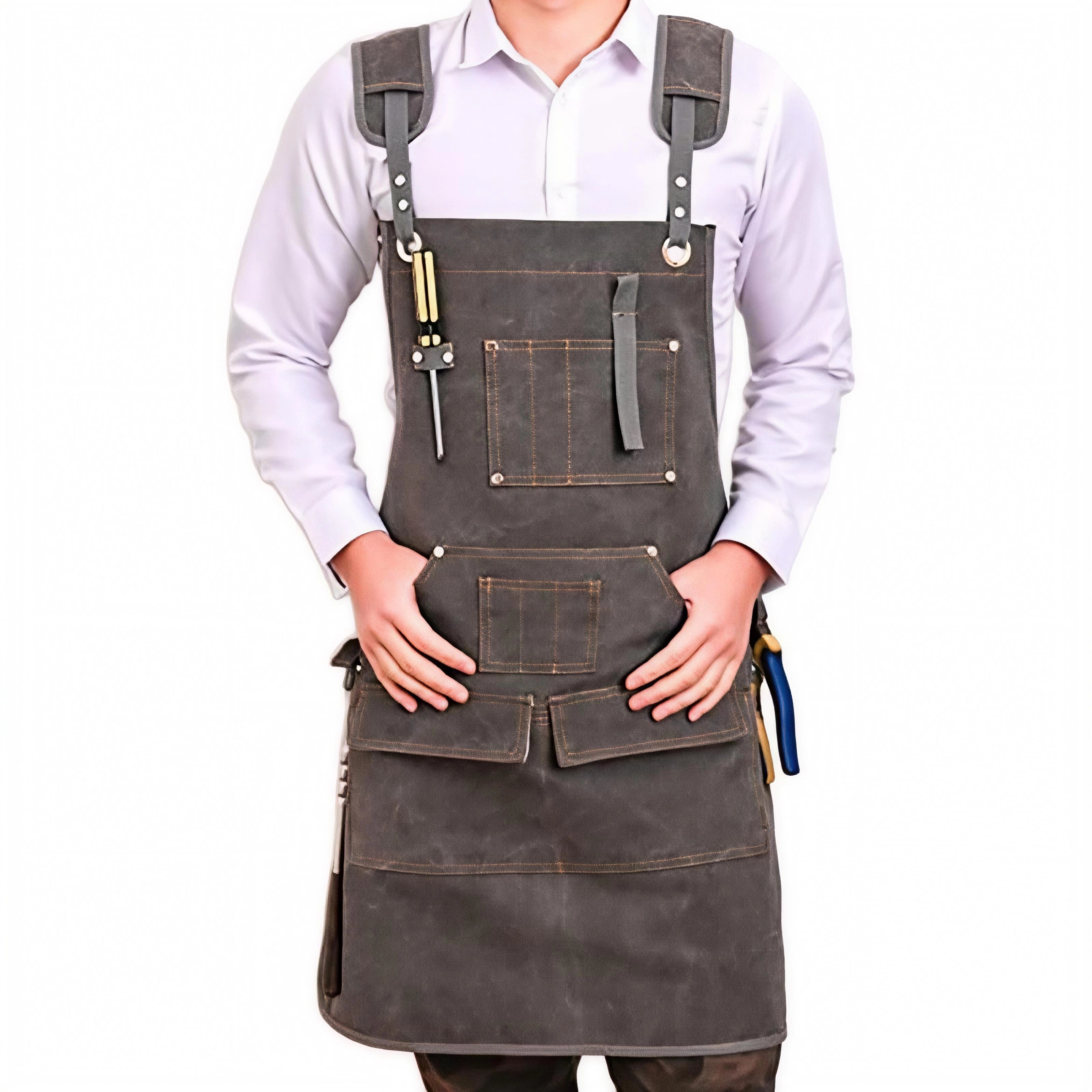 Heavy Duty Canvas Apron Custom - Workshop Tools Logo ulasan dan harga